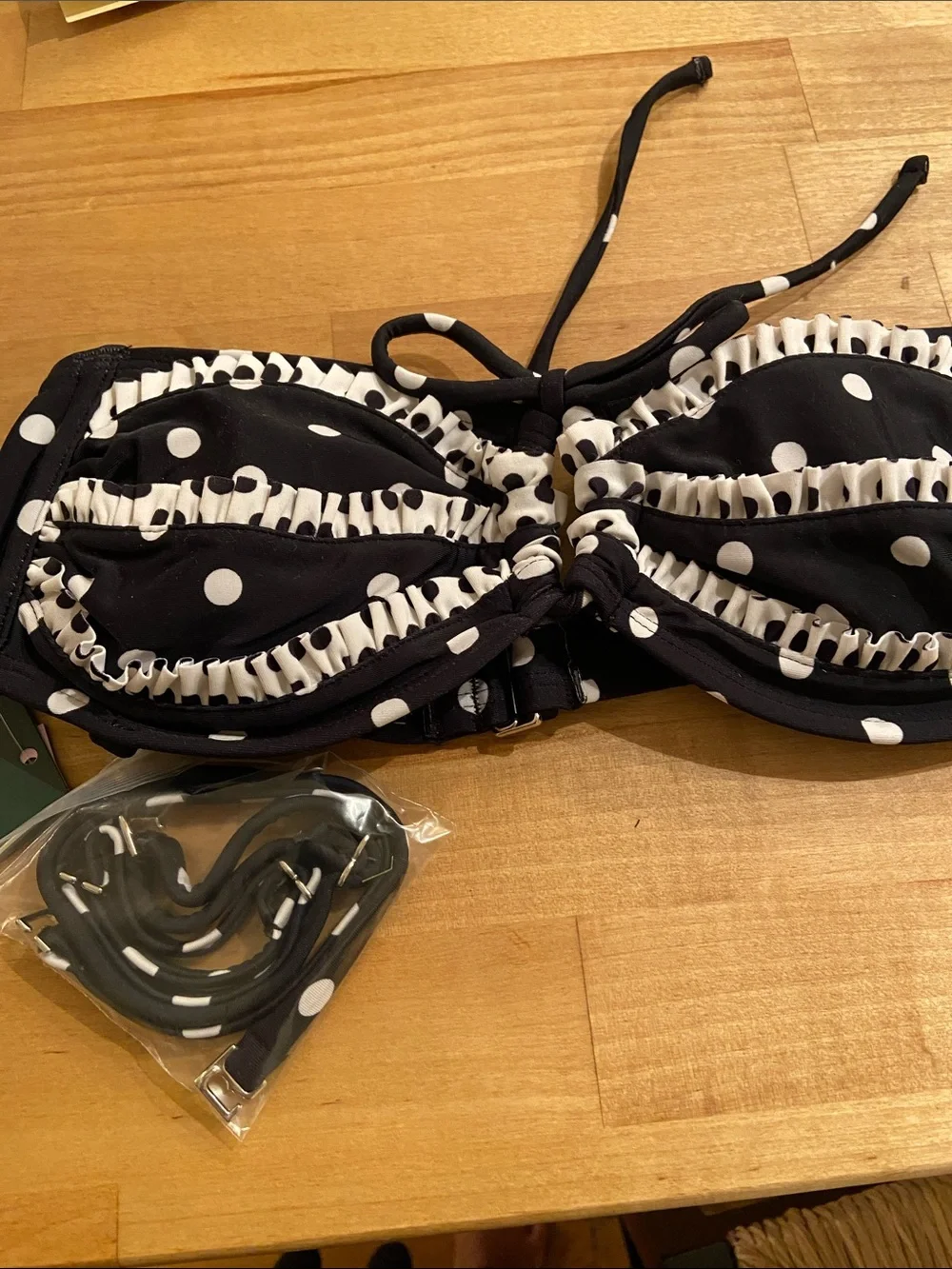 wild fable Navy and White Polka Dot Bandeau Bikini Top